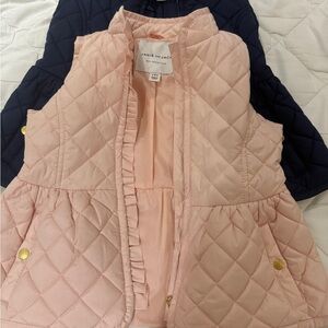 Janie and Jack Pink Quilted Vest with Gold Accents